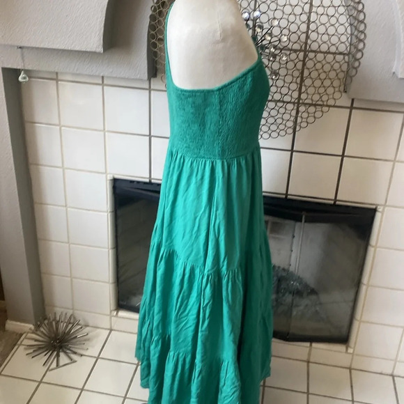 Anrabess one shoulder green midi dress size large ruffle pleated smocked dress - Picture 7 of 9